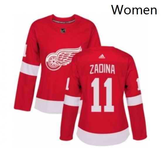 Womens Adidas Detroit Red Wings 11 Filip Zadina Premier Red Home NHL Jersey